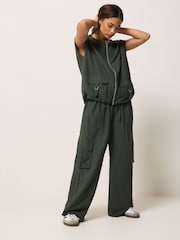 PixieGirl Petite Green Cargo Wide Leg Trousers - Image 1 of 5