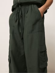 PixieGirl Petite Green Cargo Wide Leg Trousers - Image 4 of 5