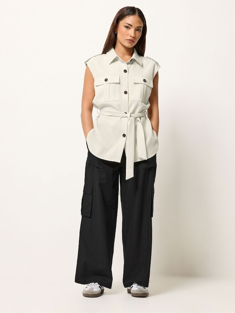 PixieGirl Petite Black Cargo Wide Leg Trousers - Image 1 of 4 PixieGirl Petite Black Cargo Wide Leg Trousers - Image 1 of 4