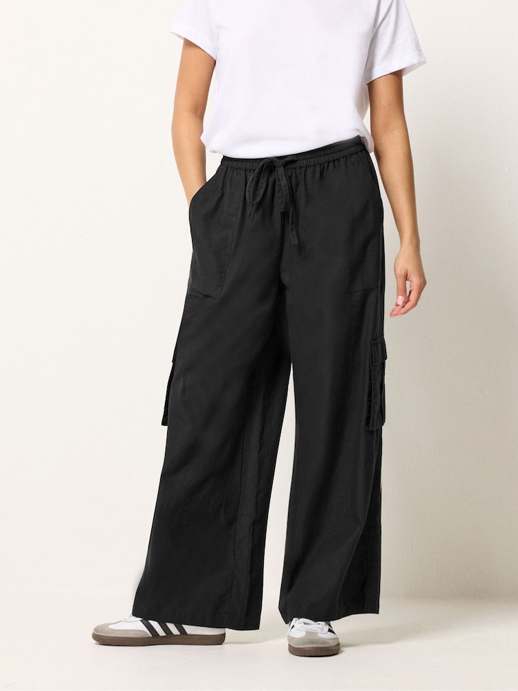 PixieGirl Petite Black Cargo Wide Leg Trousers - Image 2 of 4 PixieGirl Petite Black Cargo Wide Leg Trousers - Image 2 of 4