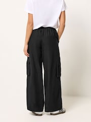 PixieGirl Petite Black Cargo Wide Leg Trousers - Image 3 of 4