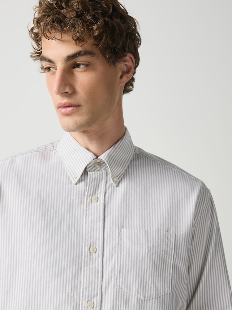 Sage Green Long Sleeve N.Premium 100% Cotton Regular Fit Oxford Shirt - Image 1 of 8 Sage Green Long Sleeve N.Premium 100% Cotton Regular Fit Oxford Shirt - Image 1 of 8