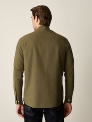 Khaki Green Brushed Oxford Long Sleeve Shirt - Image 3 of 7