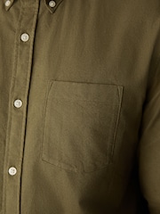 Khaki Green Brushed Oxford Long Sleeve Shirt - Image 6 of 7