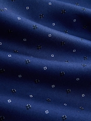 Navy Print Stretch Oxford Slim Fit Long Sleeve Shirt - Image 10 of 10