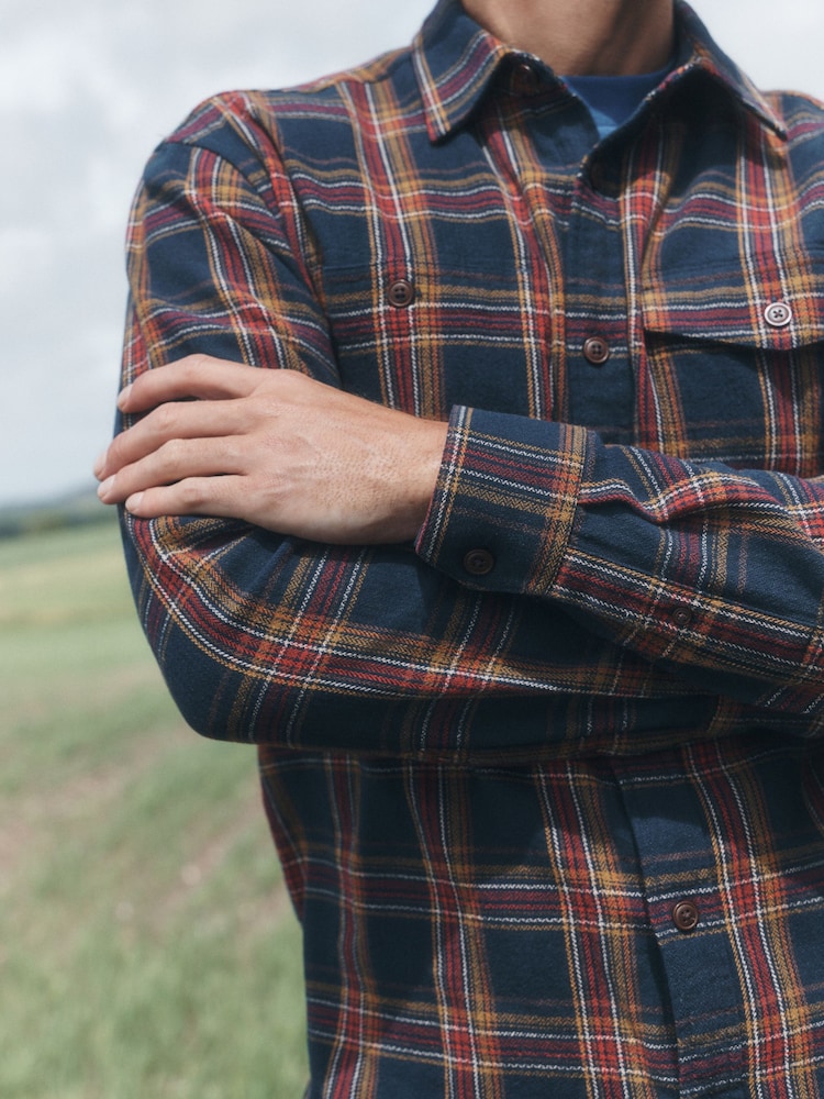Navy/Red Check Long Sleeve Overshirt - Image 5 of 5