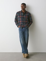 Red/Navy Buffalo - Ternet Langærmet Skjorte - Billede 2 af 9