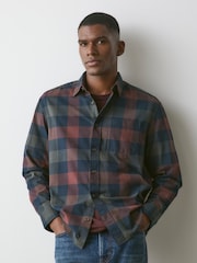 Red/Navy Buffalo - Ternet Langærmet Skjorte - Billede 3 af 9