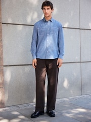 Blue Chambray Twin Pocket Long Sleeve Shirt - Image 2 of 7