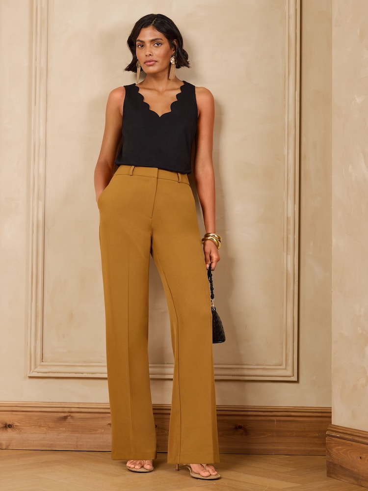 Love & Roses Lime Green Wide Leg Trousers - Image 1 of 4 Love & Roses Lime Green Wide Leg Trousers - Image 1 of 4