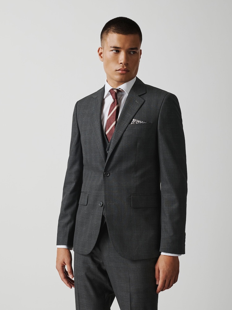 رمادي رمادي داكن - بذلة مربعات تلبيس ضيق: الجاكيت - صورة 1 من 11 رمادي رمادي داكن - بذلة مربعات تلبيس ضيق: الجاكيت - صورة 1 من 11