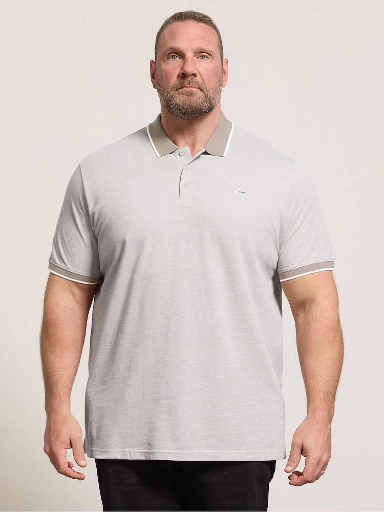 BadRhino Big & Tall Blue Birdseye Tipped Polo Shirt - Image 1 of 6