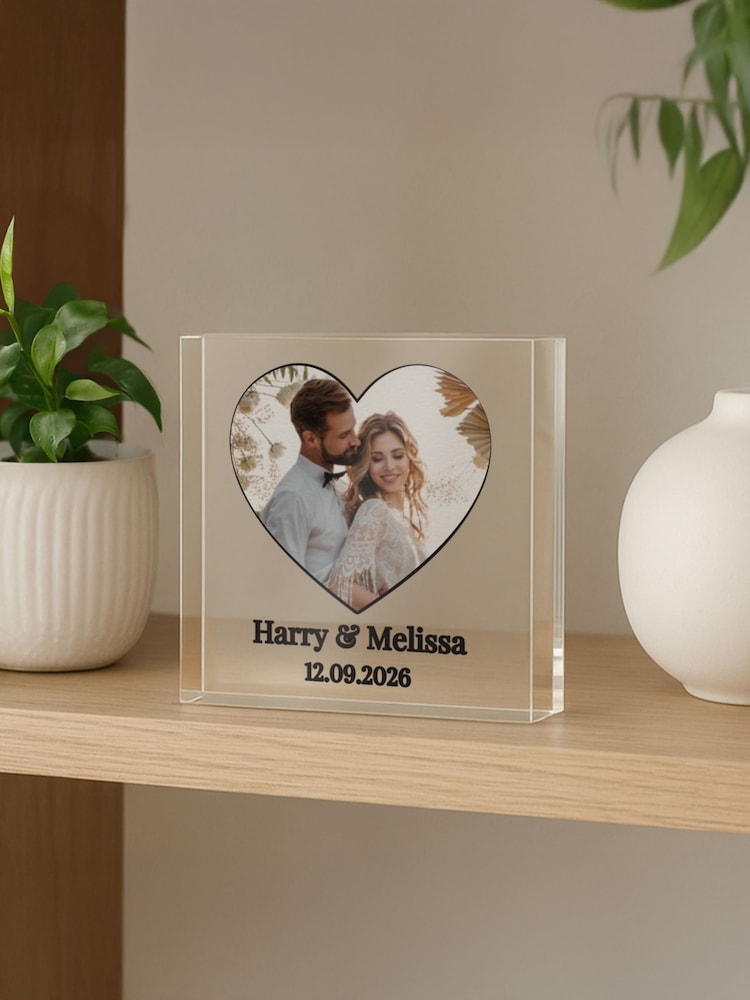 Personalised Heart Photo Upload Glass Ornament by PMC - Image 1 of 3