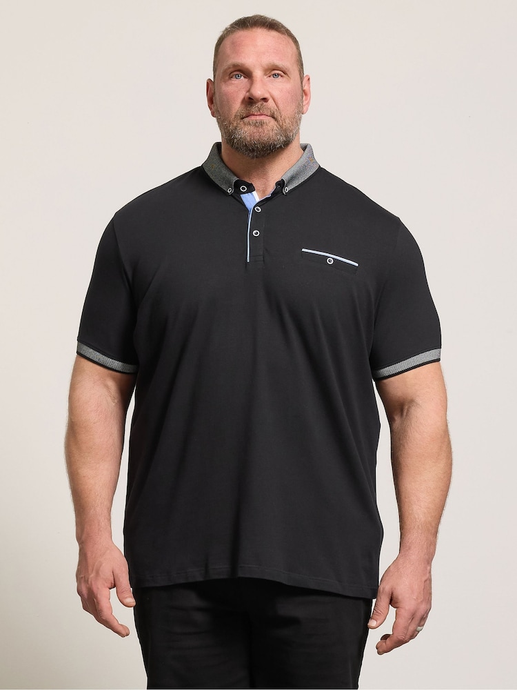 BadRhino Big & Tall Black Chambray Pocket Polo Shirt - Image 1 of 6