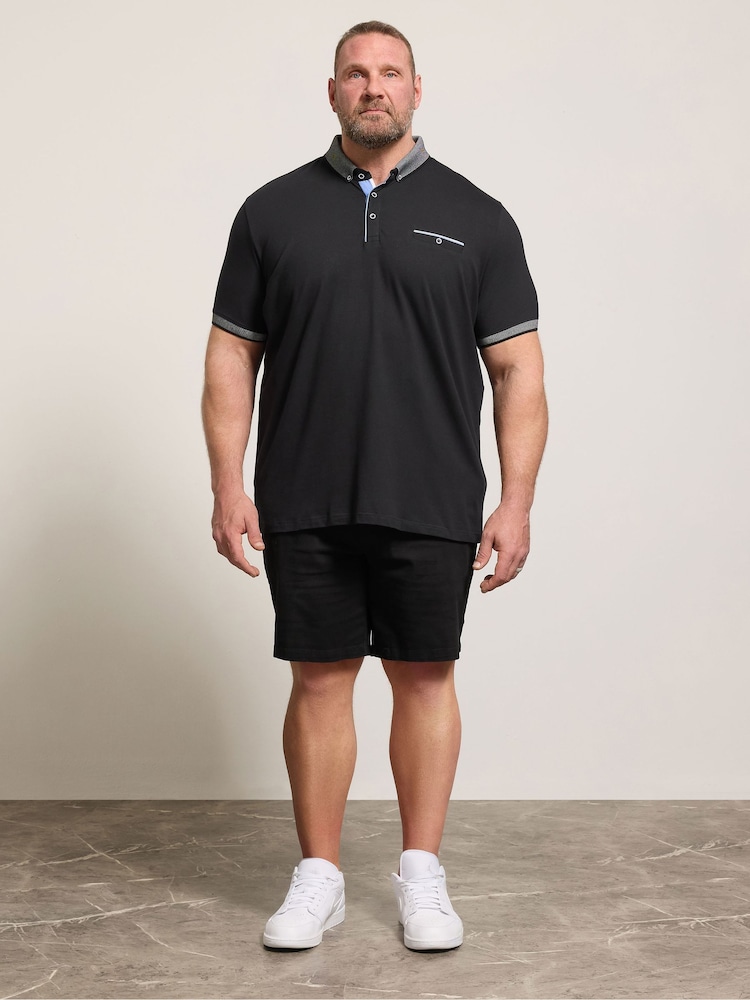 BadRhino Big & Tall Black Chambray Pocket Polo Shirt - Image 2 of 6