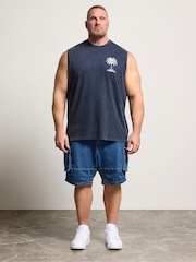 BadRhino Big & Tall Blue Acid Wash Skull Print Muscle Vest - Image 2 of 5