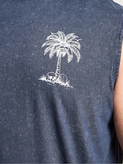 BadRhino Big & Tall Blue Acid Wash Skull Print Muscle Vest - Image 5 of 5