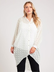 Yours Curve White Snake Print Longline Batwing Sleeve Shirt - Image 1 of 5