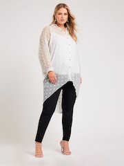 Yours Curve White Snake Print Longline Batwing Sleeve Shirt - Image 2 of 5