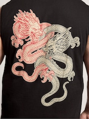 BadRhino Big & Tall Black Muscle Vest Dragon Print Vest - Image 4 of 5