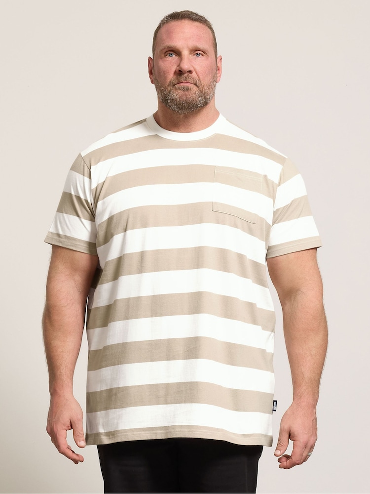 BadRhino Big & Tall Natural Long Cashew Stripe T-Shirt - Image 1 of 6