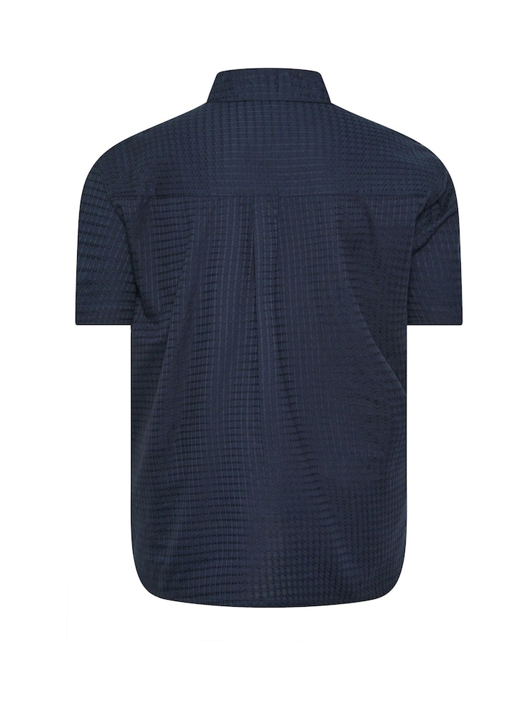 BadRhino Big & Tall Blue Textured Dobby Shirt - Image 5 of 5 BadRhino Big & Tall Blue Textured Dobby Shirt - Image 5 of 5