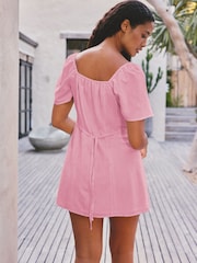 Pink Flutter Sleeve Mini Dress - Image 3 of 4