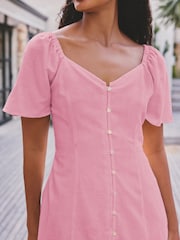 Pink Flutter Sleeve Mini Dress - Image 4 of 4