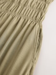 Verde caqui - Shirred Strappy Jersey Midi Dress - Imagen 3 de 3