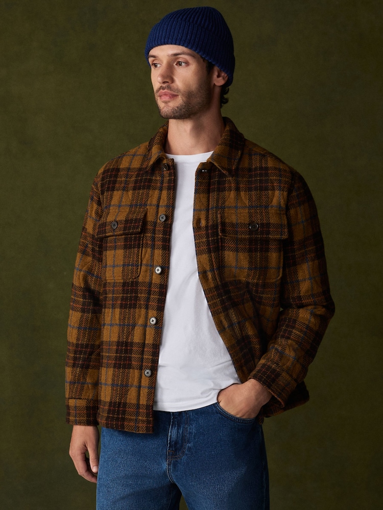 Ochre Yellow Check Wool Blend Shacket - Image 2 of 5 Ochre Yellow Check Wool Blend Shacket - Image 2 of 5