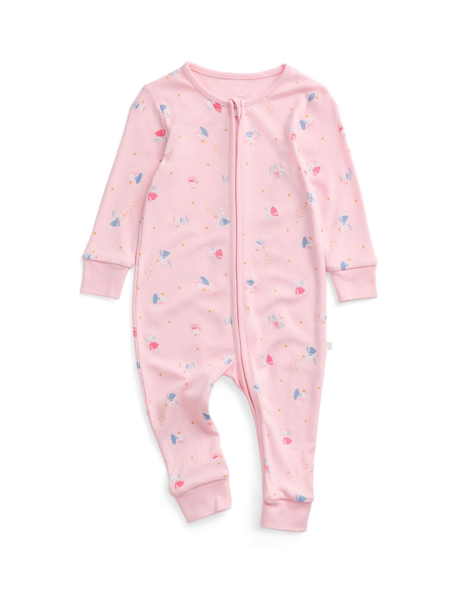 Buy MORI Pink Enchanted Bunnies Clever Zip Supersoft Sleepsuit