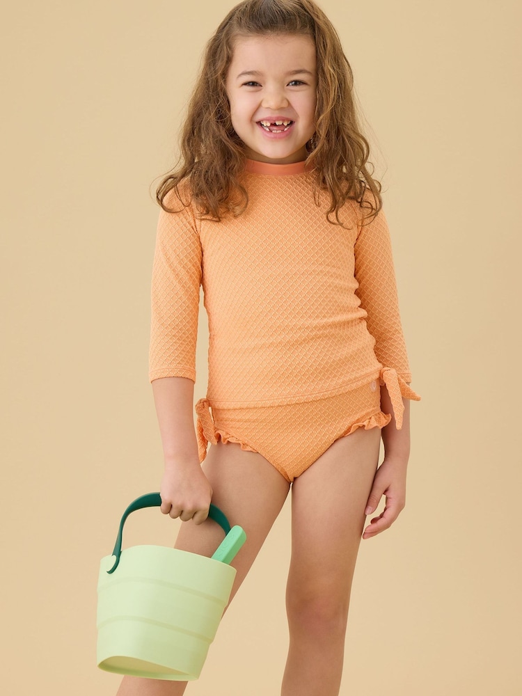 MORI Orange Coral Tide Rash Vest & Frilled Bottoms Swim Set - Image 1 of 5