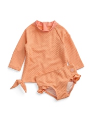 MORI Orange Coral Tide Rash Vest & Frilled Bottoms Swim Set - Image 4 of 5