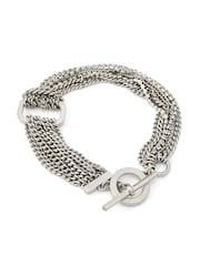 AllSaints Silver Tone April T Bar Bracelet - Image 1 of 4