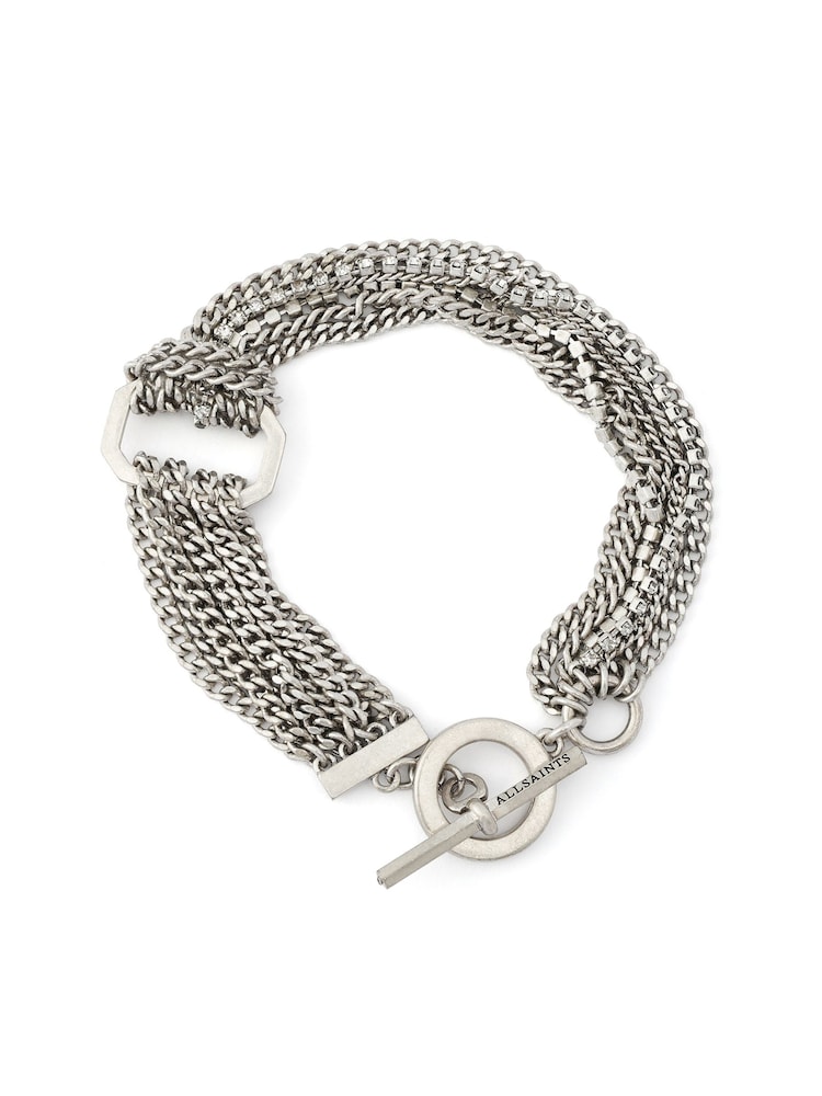 AllSaints Silver Tone April T Bar Bracelet - Image 2 of 4