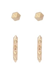 AllSaints Gold AllSaints Laio Spike Stud & Huggie Duo Earring Set - Image 2 of 3