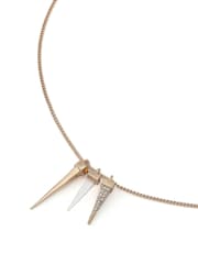 AllSaints Gold Tone Laio Triple Spike Charm Pendant Necklace - Image 3 of 5