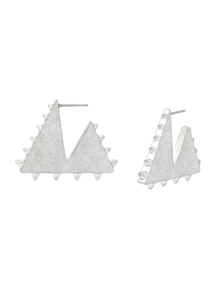 AllSaints Silver Tone Mae Spike Triangle Hoop Earrings - Image 1 of 3