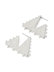AllSaints Silver Tone Mae Spike Triangle Hoop Earrings - Image 2 of 3