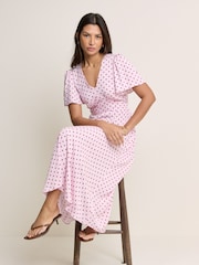 Nobodys Child Pink Atlas Midi Dress - Image 1 of 5