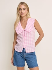 Nobodys Child Pink Blair Ruffle Collar Button Through Tops - Image 1 of 5