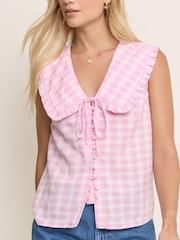 Nobodys Child Pink Blair Ruffle Collar Button Through Tops - Image 3 of 5