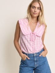 Nobodys Child Pink Blair Ruffle Collar Button Through Tops - Image 4 of 5