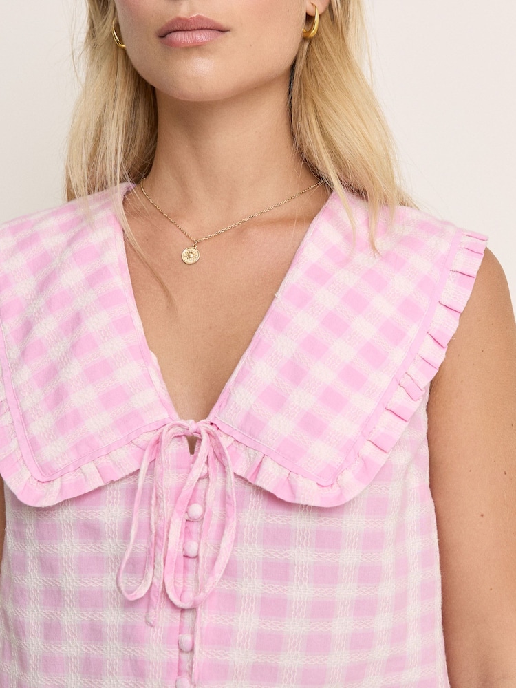 Nobodys Child Pink Blair Ruffle Collar Button Through Tops - Image 5 of 5