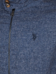 U.S. Polo Assn Blue Linen Blend Harrington Jacket - Image 11 of 11