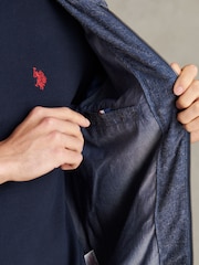 U.S. Polo Assn Blue Linen Blend Harrington Jacket - Image 5 of 11