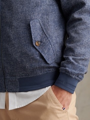U.S. Polo Assn Blue Linen Blend Harrington Jacket - Image 6 of 11
