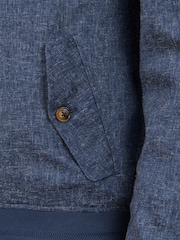 U.S. Polo Assn Blue Linen Blend Harrington Jacket - Image 7 of 11