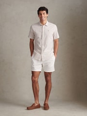 U.S. Polo Assn Natural Linen Blend Summer Stripe Short Sleeve Shirt - Image 3 of 7