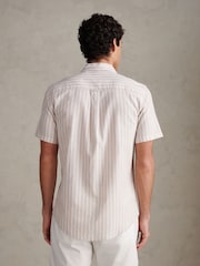 U.S. Polo Assn Natural Linen Blend Summer Stripe Short Sleeve Shirt - Image 4 of 7